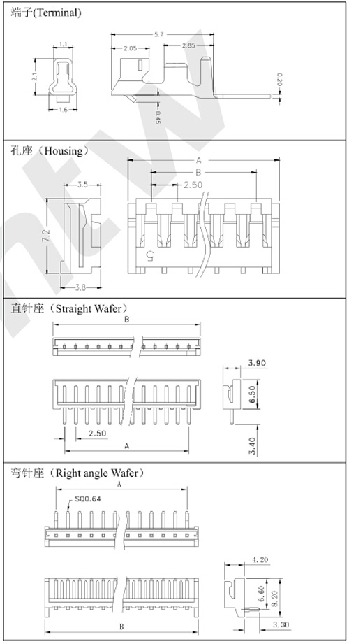端子孔座直針彎針規格圖 端子孔座直針彎針規格圖