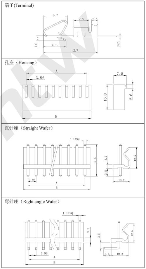 端子孔座直針彎針規格圖 端子孔座直針彎針規格圖